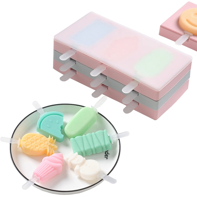 Silikon Cartoon Hausgemachte DIY Eis am Stiel Form mit Deckel, Farbe Zufällige Lieferung, Fruchtspecht, Eiscreme, Schneemann Nilpferd Hase