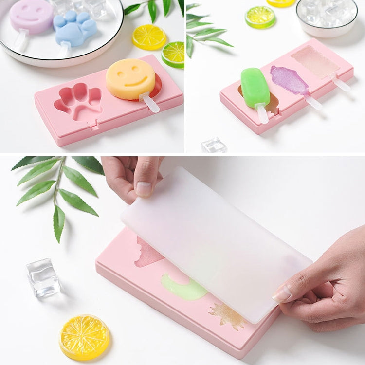 Silikon Cartoon Hausgemachte DIY Eis am Stiel Form mit Deckel, Farbe Zufällige Lieferung, Fruchtspecht, Eiscreme, Schneemann Nilpferd Hase
