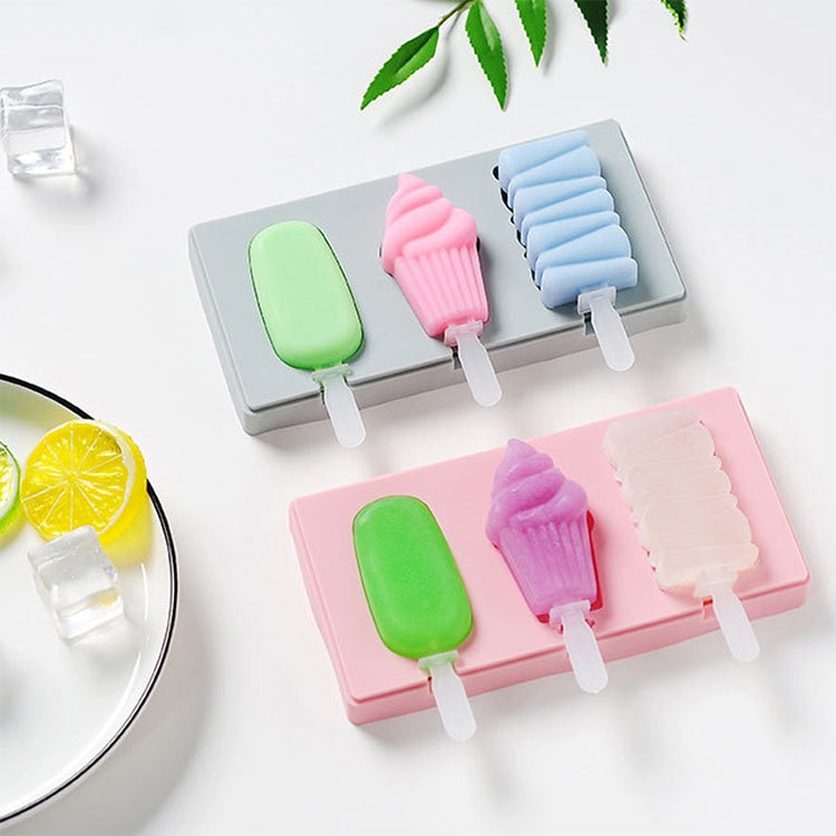 Silikon Cartoon Hausgemachte DIY Eis am Stiel Form mit Deckel, Farbe Zufällige Lieferung, Fruchtspecht, Eiscreme, Schneemann Nilpferd Hase