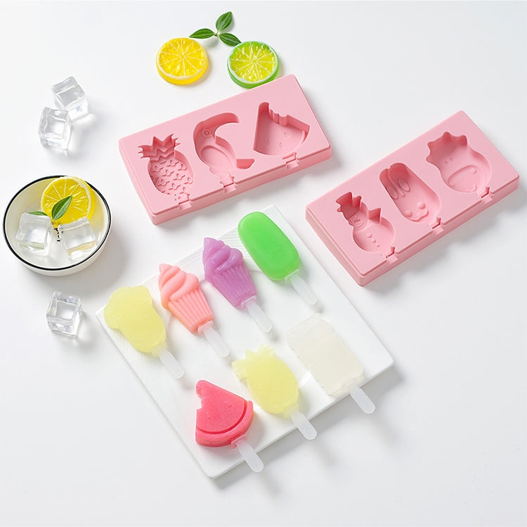 Silikon Cartoon Hausgemachte DIY Eis am Stiel Form mit Deckel, Farbe Zufällige Lieferung, Fruchtspecht, Eiscreme, Schneemann Nilpferd Hase