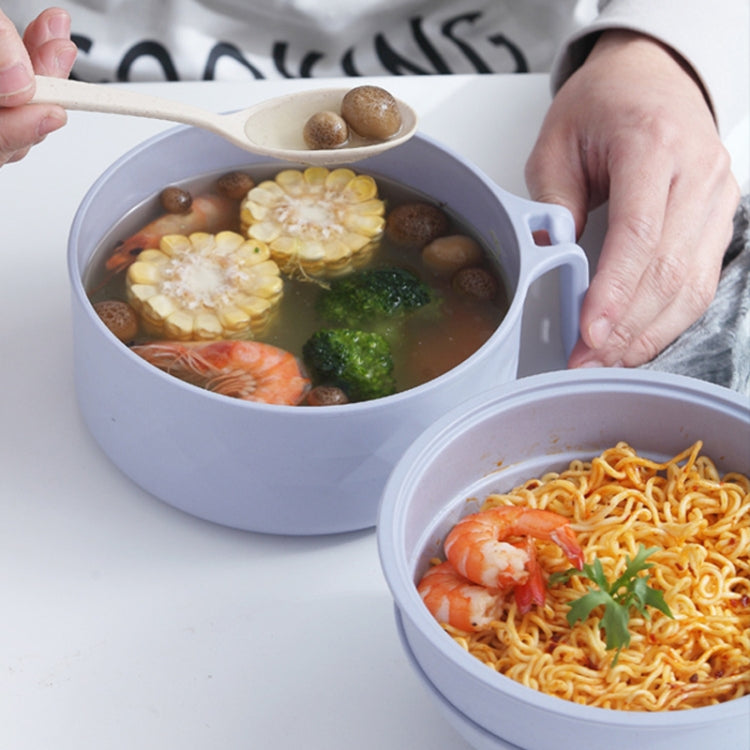 6-in-1 Studenten-Instant-Nudelschale Bambusfaser-Besteckset, Beige, Schwarz, Pink, Blau