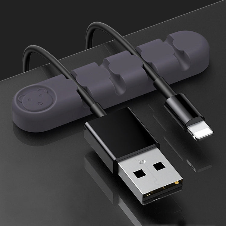 5 Stücke 4 Löcher Bär Silikon Schreibtisch Datenkabel Organisation und Befestigung Gerät, 4 Löcher