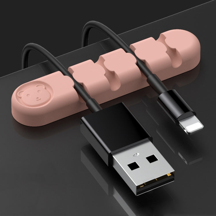 5 Stücke 4 Löcher Bär Silikon Schreibtisch Datenkabel Organisation und Befestigung Gerät, 4 Löcher