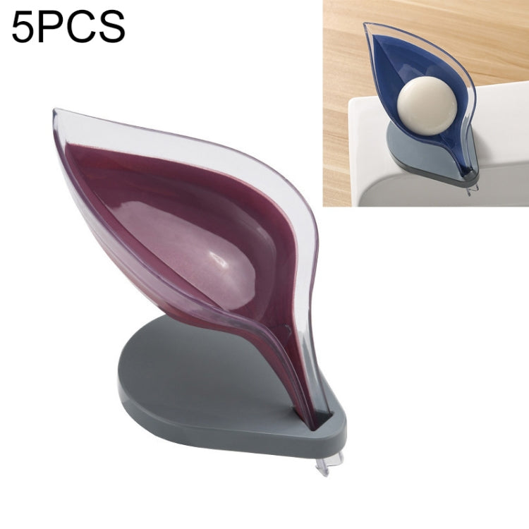 5 Stück Kreative Badezimmer freie Stanzung Saugnapf Transparente Blattform Seifenablagebox