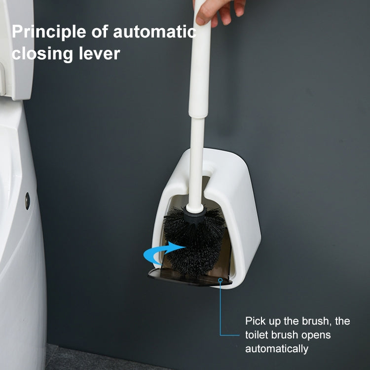Wandmontierte Toilettenbürste, einfache Badreinigungsbürste ohne Bohren, Weiß, Schwarz