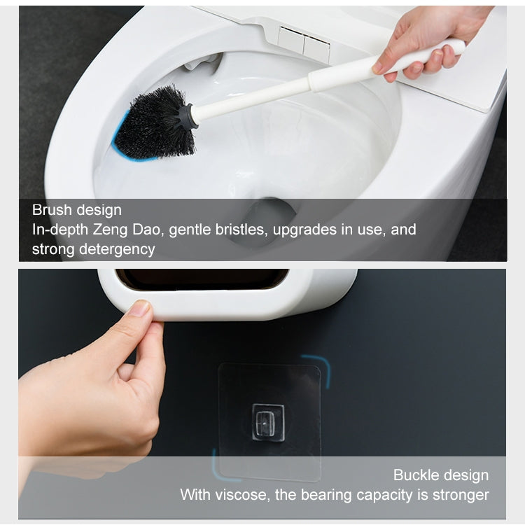 Wandmontierte Toilettenbürste, einfache Badreinigungsbürste ohne Bohren, Weiß, Schwarz