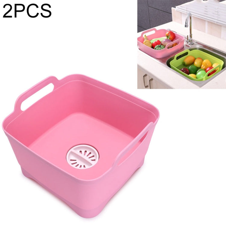 2 STÜCK Multifunktionales mobiles Spülbecken Küchen-Plastik-Gemüsewaschkorb Obst- und Gemüselagerung Abtropfkorb, Pink, Lila, Grün, Blau, Weiß, Dunkelgrau, Dunkelgrün
