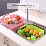 2 STÜCK Multifunktionales mobiles Spülbecken Küchen-Plastik-Gemüsewaschkorb Obst- und Gemüselagerung Abtropfkorb, Pink, Lila, Grün, Blau, Weiß, Dunkelgrau, Dunkelgrün