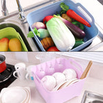 2 STÜCK Multifunktionales mobiles Spülbecken Küchen-Plastik-Gemüsewaschkorb Obst- und Gemüselagerung Abtropfkorb, Pink, Lila, Grün, Blau, Weiß, Dunkelgrau, Dunkelgrün