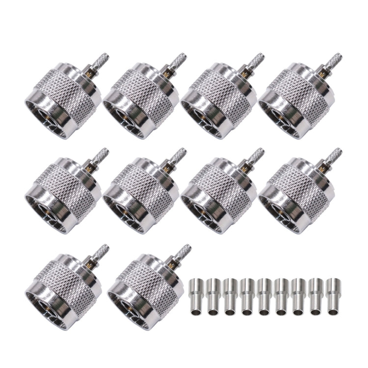 N Typ Steckerverbinder Niedriger Verlust RF Koaxialverbinder, 10 Stück NJ-1,5 für RG316/RG174/LMR, 10 Stück NJ-3 für RG58/RG402/LMR195, 10 Stück NJ-4 für LMR240, 10 Stück NJ-5 für LMR300/5D-FB, 10 Stück NJ-7 für LMR400