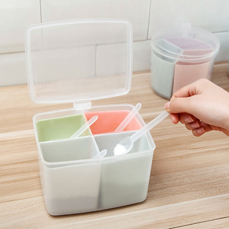 Haushaltsküche Geteilte Kombinierte Frischhaltebox Dreigitter Gewürzbox mit Löffel, Rund