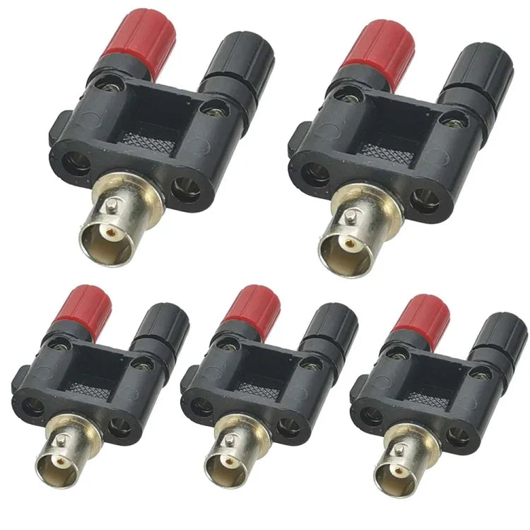 5 Stück BNC-Buchse auf zwei Bananenbuchsen HF-Adapter Koaxialanschluss, BNC-Buchse auf zwei Bananenbuchsen