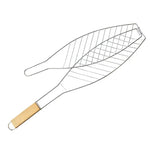 Verchromter Holzgriff Einzelner Fischgrillnetzclip Outdoor Gegrillter Fischclip Grillwerkzeug
