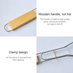 Verchromter Holzgriff Einzelner Fischgrillnetzclip Outdoor Gegrillter Fischclip Grillwerkzeug