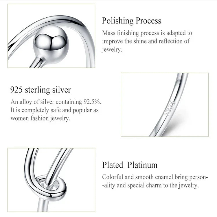 S925 Sterling Silber Ring, platinplattiert, offener Ring, SCR520