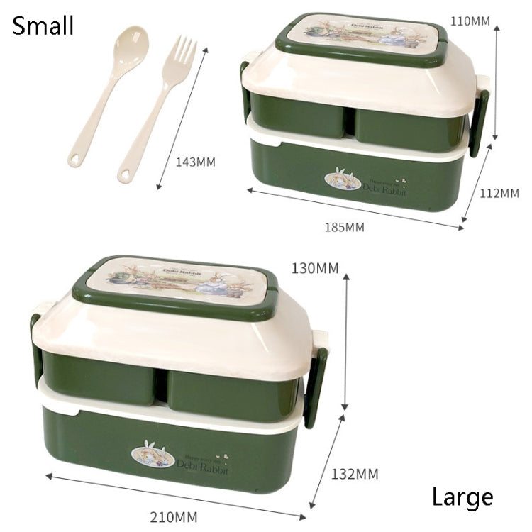Süßer Hase doppelstöckige Kunststoff-Lunchbox Große Kapazität tragbare Brotdose, Stil:, Klein Rot, Klein Gelb, Groß Rot, Groß Grün, Groß Gelb