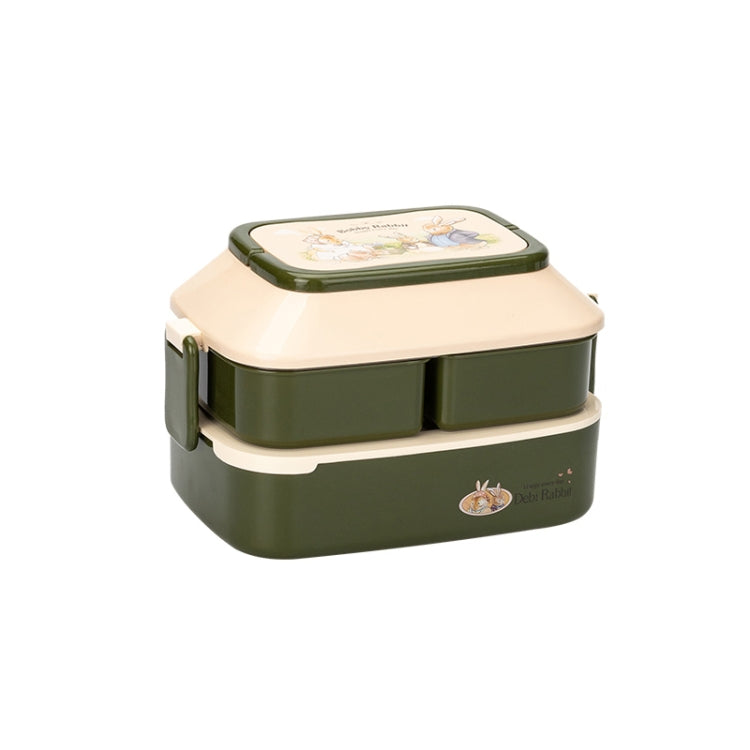 Süßer Hase doppelstöckige Kunststoff-Lunchbox Große Kapazität tragbare Brotdose, Stil:, Klein Rot, Klein Gelb, Groß Rot, Groß Grün, Groß Gelb