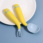 Babylöffel Gabel Set, selbstständiges Essen, abgewinkelt, biegbar