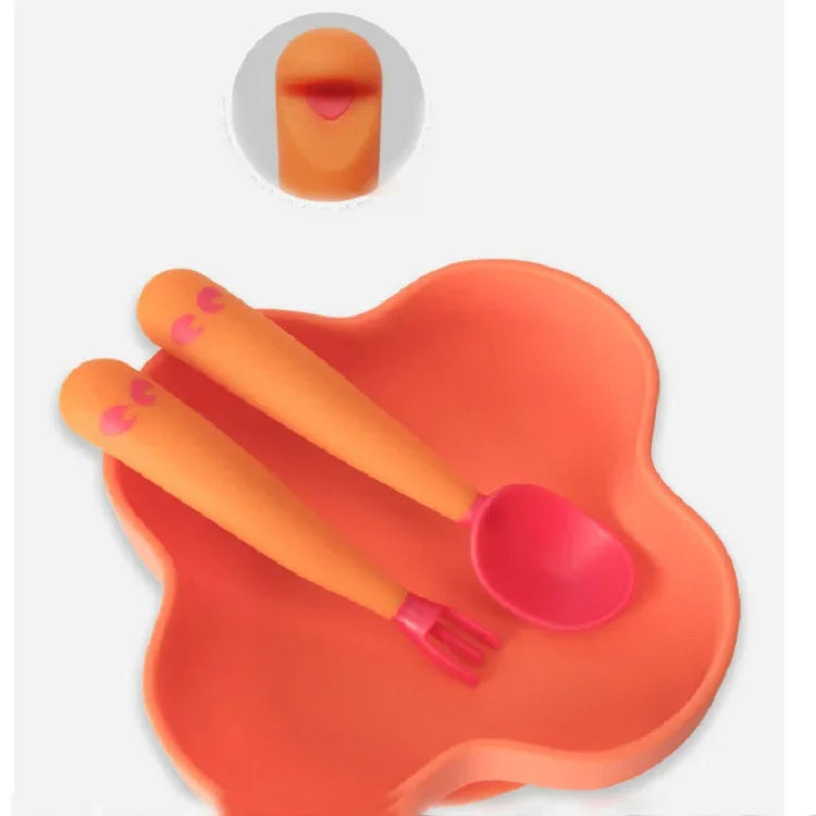 Babylöffel Gabel Set, selbstständiges Essen, abgewinkelt, biegbar
