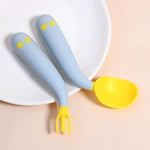 Babylöffel Gabel Set, selbstständiges Essen, abgewinkelt, biegbar