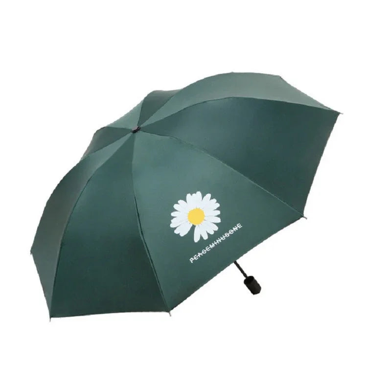 GD Daisy Vinyl Sonnen- und Regenschirm UV-Schutz Sonnenschutz Dreifach faltbarer Schirm