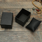 Litschi-Textur Uhrenbox Schmuckgeschenkbox Ohrring Halskette Schmuck Uhrenverpackungsbox, Schwarz