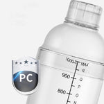 Shaker Cup PC Oz Cup Shaker mit Skala Shaker Shaker Milchteekanne Saftkrug, 350ml Transparent, 530ml Transparent, 700ml Transparent, 1000ml Transparent, 350ml Schwarz Doppelskala, 530ml Schwarz Doppelskala