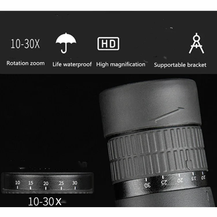 Kontinuierlicher Zoom-Einzelrohr-Restlicht-Nachtsicht-HD-Hochvergrößerungsteleskop, 10-30X50