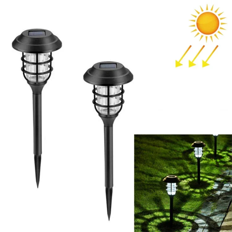 2 Stück Solar gestreifte Rasenleuchte LED Outdoor wasserdichte Gartenpark Landschaftsleuchte