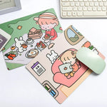5er-Set kreative, niedliche Cartoon-Mauspads mit Hasenmädchen-Motiven für Laptops und Studenten, Sofa, Verstecken, Schlafen, Essen