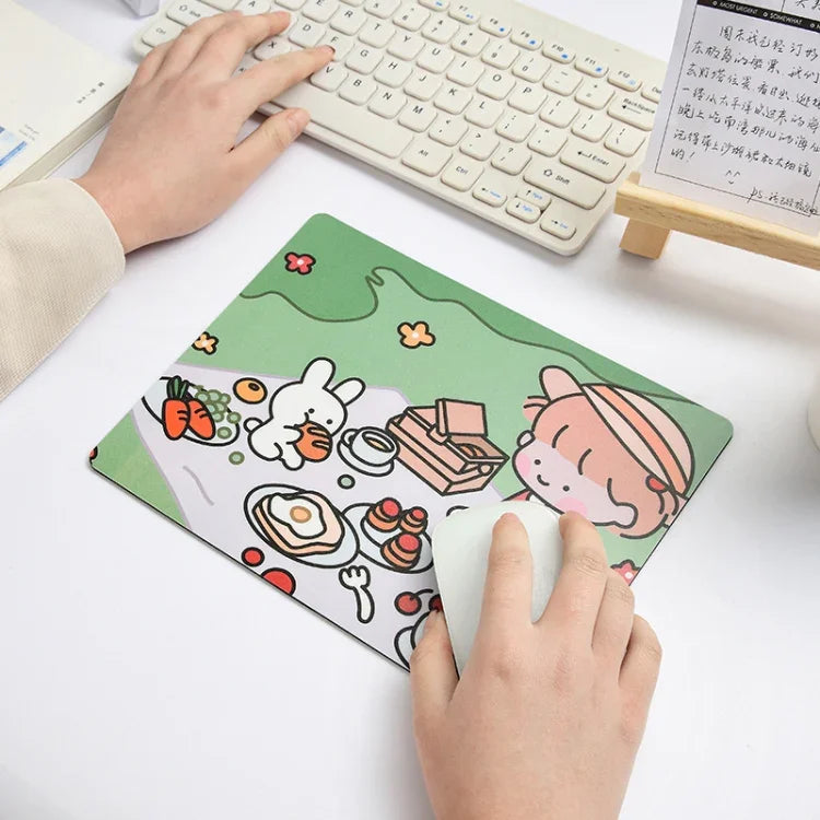 5er-Set kreative, niedliche Cartoon-Mauspads mit Hasenmädchen-Motiven für Laptops und Studenten, Sofa, Verstecken, Schlafen, Essen