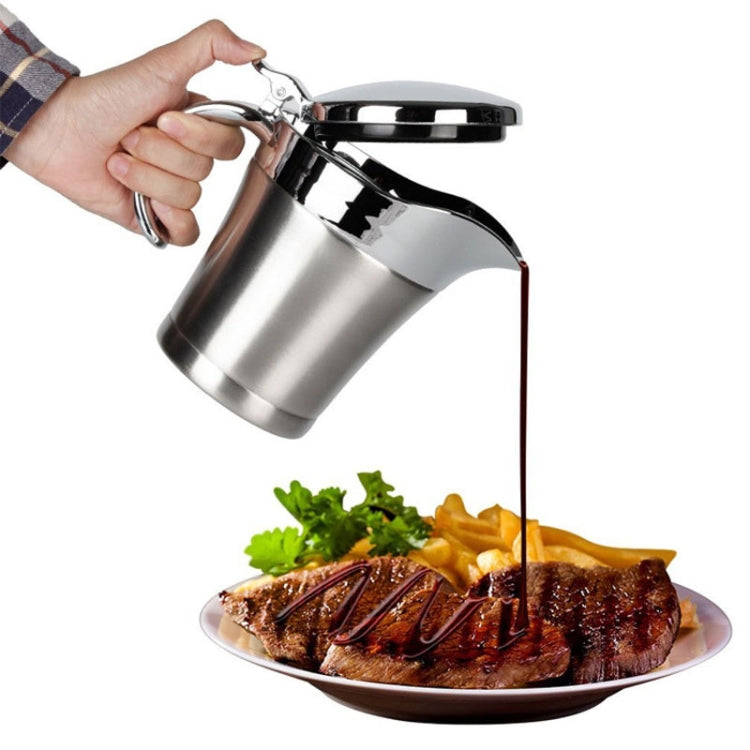 304 Edelstahl Saucenbecher Steak-Saucen-Topf Tomatensaucenflasche Doppelt isolierter Gewürztopf, Fassungsvermögen: 450 ml, Edelstahl-Saucenbecher