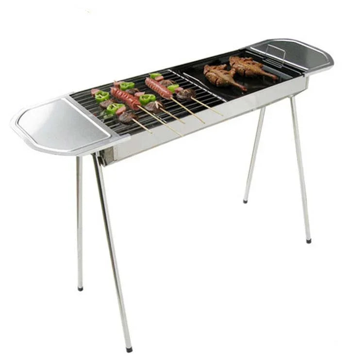 HZ-003 BBQ Grill Outdoor Tragbarer Edelstahlkocher Haushaltskohle-Grillrost, M, L