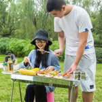 HZ-003 BBQ Grill Outdoor Tragbarer Edelstahlkocher Haushaltskohle-Grillrost, M, L