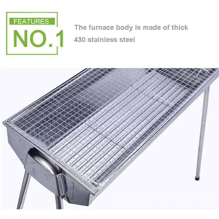 HZ-003 BBQ Grill Outdoor Tragbarer Edelstahlkocher Haushaltskohle-Grillrost, M, L