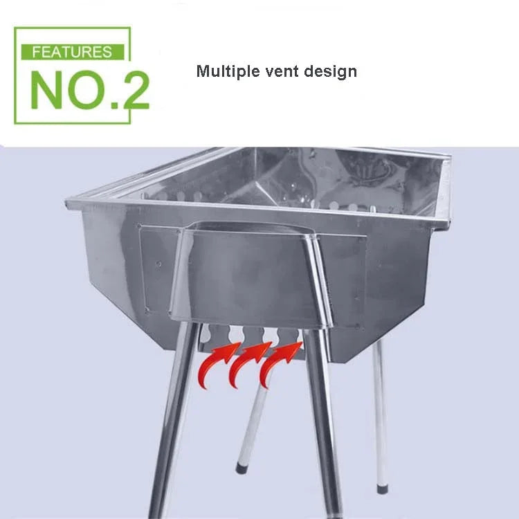 HZ-003 BBQ Grill Outdoor Tragbarer Edelstahlkocher Haushaltskohle-Grillrost, M, L