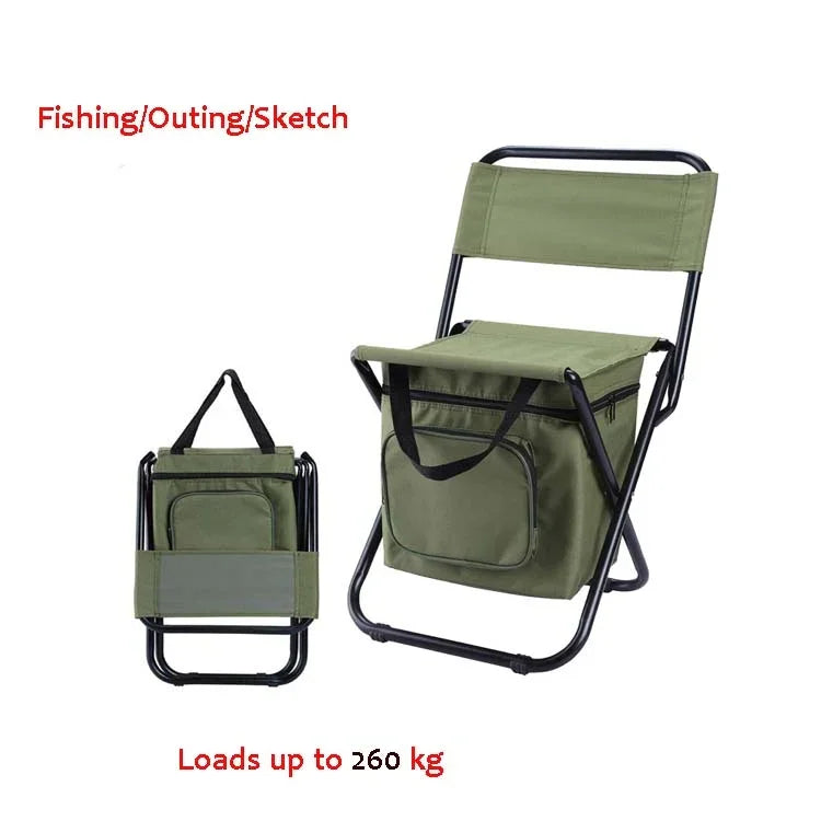 Outdoor-Klappstuhl mit Aufbewahrungstasche, Rückenlehne und Wärmefunktion, Outdoor-Klappstuhl