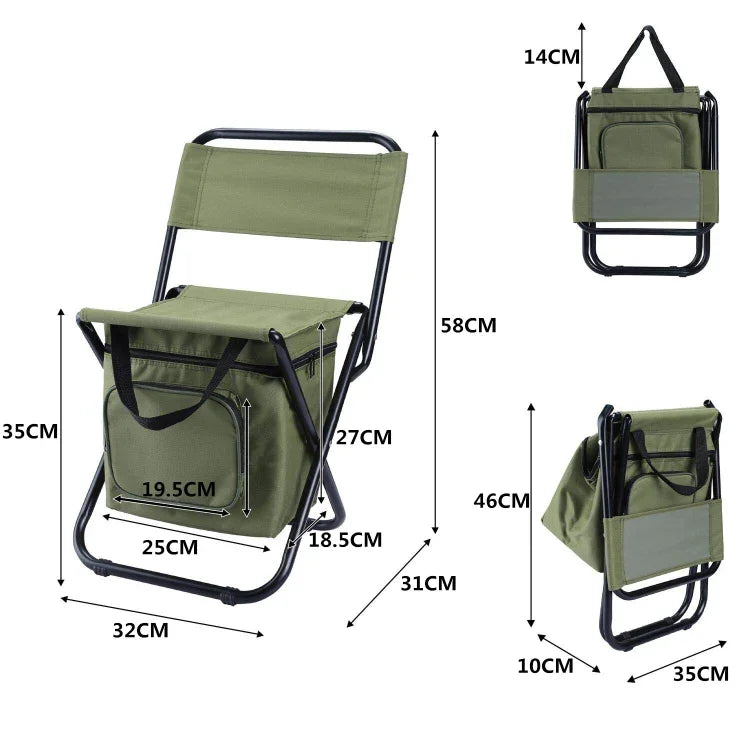 Outdoor-Klappstuhl mit Aufbewahrungstasche, Rückenlehne und Wärmefunktion, Outdoor-Klappstuhl