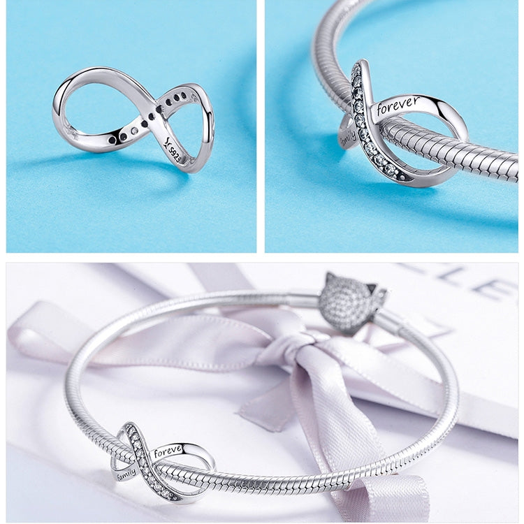 925 Sterlingsilber Infinity Familie Für Immer Perlenarmband für Damen DIY Armband Zubehör, SCC1146