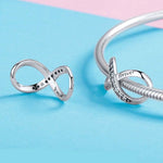 925 Sterlingsilber Infinity Familie Für Immer Perlenarmband für Damen DIY Armband Zubehör, SCC1146