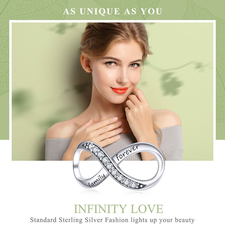 925 Sterlingsilber Infinity Familie Für Immer Perlenarmband für Damen DIY Armband Zubehör, SCC1146