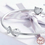 925 Sterlingsilber Infinity Familie Für Immer Perlenarmband für Damen DIY Armband Zubehör, SCC1146