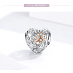 925 Sterling Silber Herzförmiges, perlenbesetztes, hohles vierblättriges Kleeblatt DIY-Armbandzubehör, SCC1248