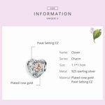 925 Sterling Silber Herzförmiges, perlenbesetztes, hohles vierblättriges Kleeblatt DIY-Armbandzubehör, SCC1248