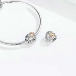 925 Sterling Silber Herzförmiges, perlenbesetztes, hohles vierblättriges Kleeblatt DIY-Armbandzubehör, SCC1248