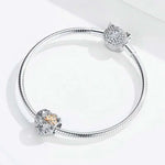 925 Sterling Silber Herzförmiges, perlenbesetztes, hohles vierblättriges Kleeblatt DIY-Armbandzubehör, SCC1248