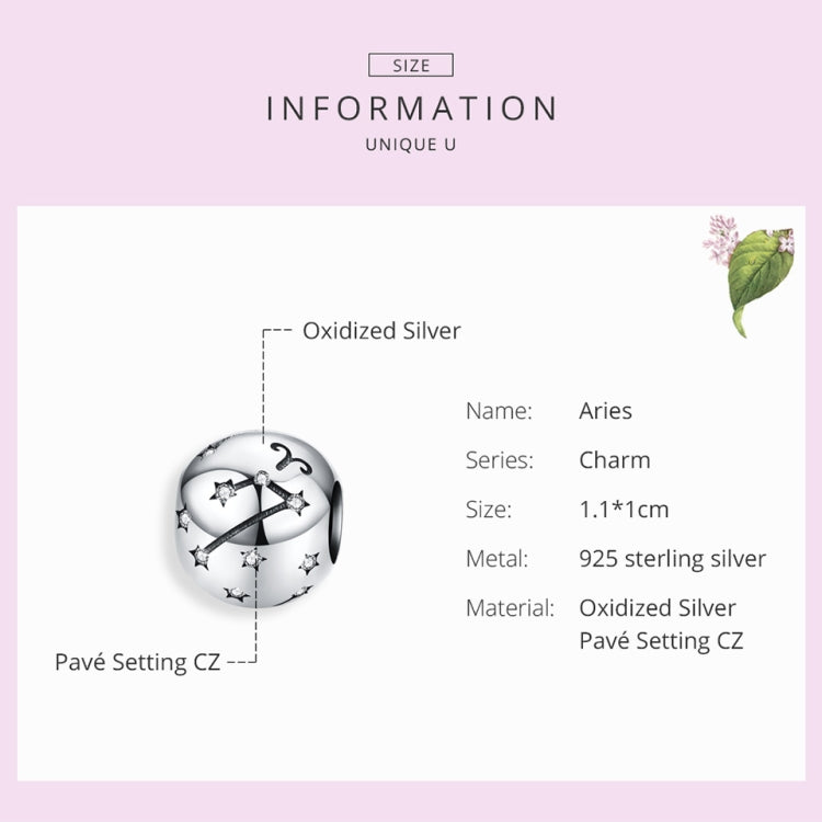 S925 Sterling Silber Zwölf Konstellation Perlen DIY Armband Zubehör Schmuck Silberperlen, Widder, Stier, Zwillinge, Krebs, Löwe, Jungfrau, Waage, Skorpion, Schütze, Steinbock, Wassermann, Fische