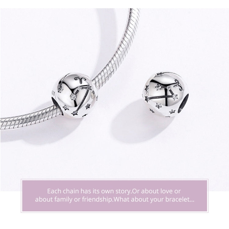 S925 Sterling Silber Zwölf Konstellation Perlen DIY Armband Zubehör Schmuck Silberperlen, Widder, Stier, Zwillinge, Krebs, Löwe, Jungfrau, Waage, Skorpion, Schütze, Steinbock, Wassermann, Fische