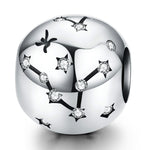 S925 Sterling Silber Zwölf Konstellation Perlen DIY Armband Zubehör Schmuck Silberperlen, Widder, Stier, Zwillinge, Krebs, Löwe, Jungfrau, Waage, Skorpion, Schütze, Steinbock, Wassermann, Fische