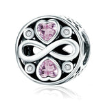 925 Sterlingsilber Infinity Liebe Rosa Herz Kristallperlen Charm Armbänder Schmuck, SCC240